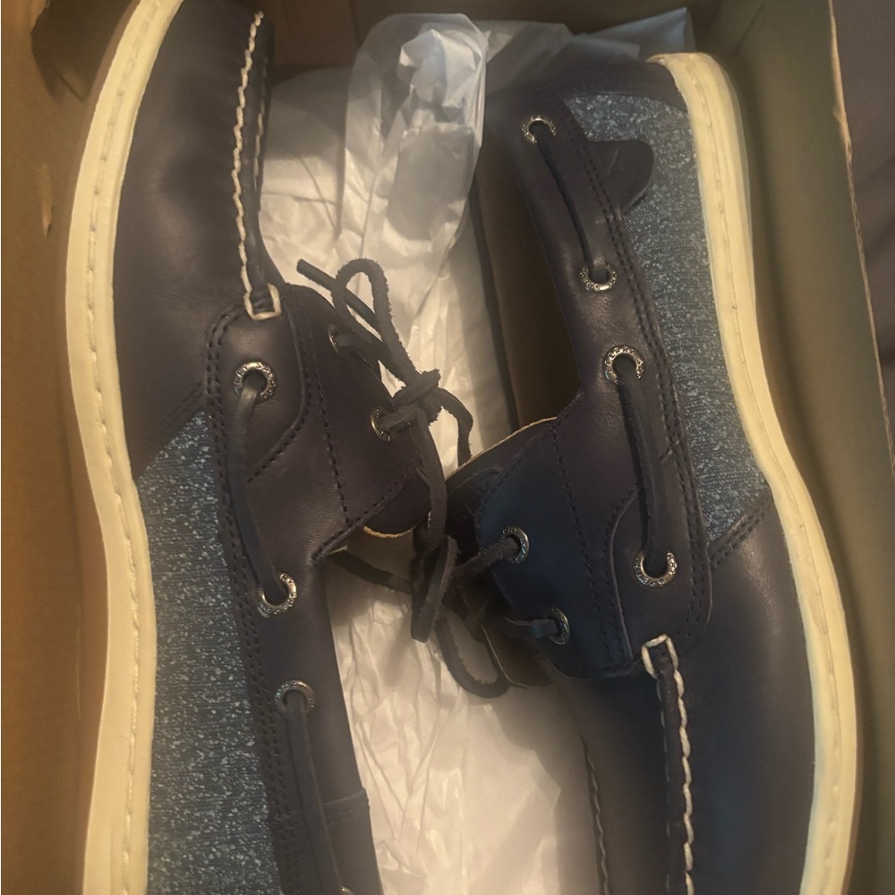 Women’s Sz 10 Sperry Blue and Navy Boat Shoes with Canvas Upper - worn once